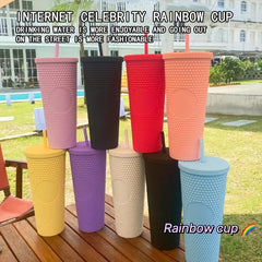 700ml Double Layer Plastic Milk Tea Cup with Straw