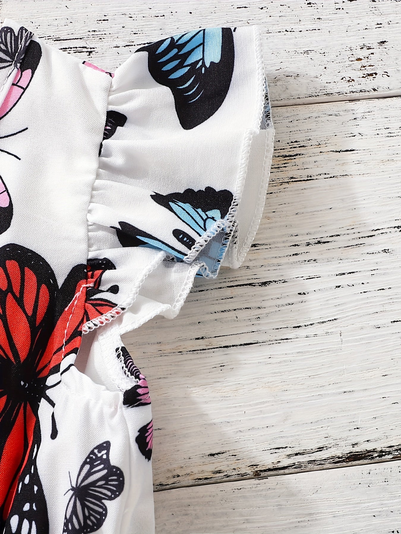 Baby Girls Butterfly Dress Ruffled Sleeves Princess Dresses