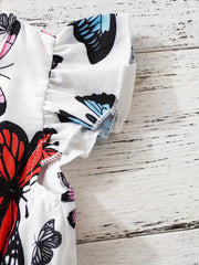 Baby Girls Butterfly Dress Ruffled Sleeves Princess Dresses