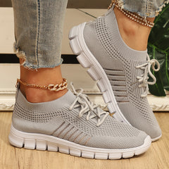 Women's Knitted Sports Shoes Comfy Solid Low Top Running Shoes