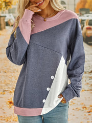 Casual Block Long Sleeve Crew Neck Pullover Sweatshirt for Fall & Winter