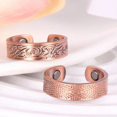 2pcs Copper Magnetic Rings with 3500 Gauss Magnets, Adjustable Copper Finger Rin