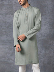 INCERUN Vintage Arab Long Sleeve Shirt Solid Robe Men Stand Collar