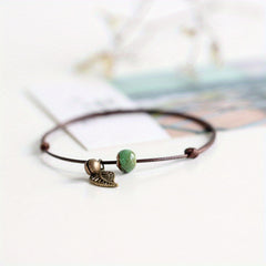 Vintage Leaf Pendant Anklet Waterproof Ankle Bracelet for Women