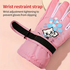 Children's Full Finger Skiing Gloves - Windproof & Waterproof