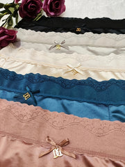 5 Pack Plus Size Sexy Panties Set Women's Plus Lace Trim Satin Panties