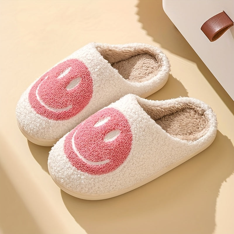 Women's Smile Face Slippers Soft & Comfy Non Slip House Shoes