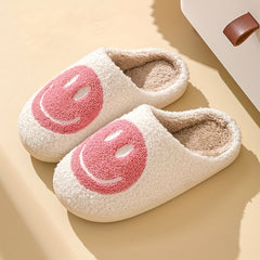 Women's Smile Face Slippers Soft & Comfy Non Slip House Shoes