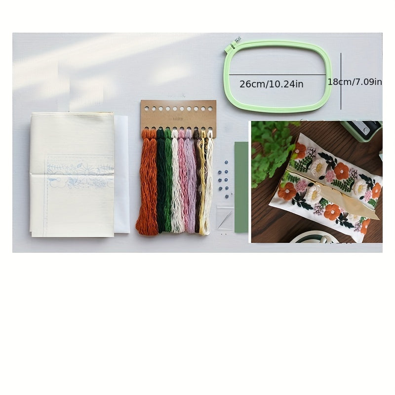 Retro Flower Embroidery DIY Fabric Handkerchief Bag Paper Towel Bag