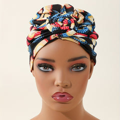 Vintage Twist Flower Turban Cap Boho Print Head Wrap Elastic Bonnet Head Scarf