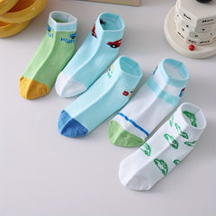 5Pairs Children's Cartoon Car Ankle Socks For Four Seasons