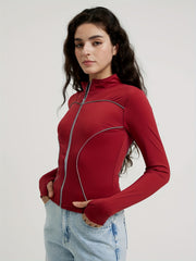 Fleece Lined Long Sleeve Yoga Jacket High Stretch
