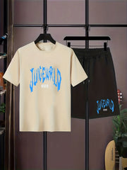 Boys 2pcs T shirt & Elastic Waist Shorts JUICE WORLD Print