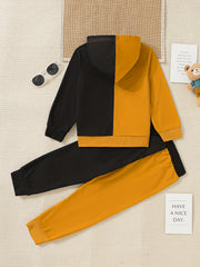 Boy's Funny Face 2pcs Hoodie & Sweatpants Set for Spring Fall