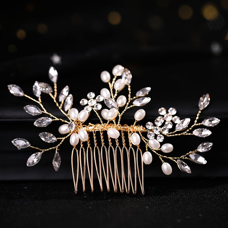Faux Pearl Crystal Wedding Hair Comb Hair Accessories
