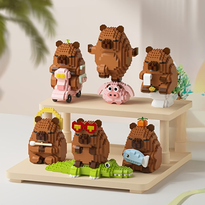 Capybara Building Blocks Set Desk Decor Stress Relief Family Office Gift