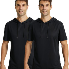 Men's Hooded Sports Short Sleeve T Shirt for Fitness Activities