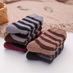 5 Pairs Winter Coral Velvet Socks Thickened Floor Sleeping Socks