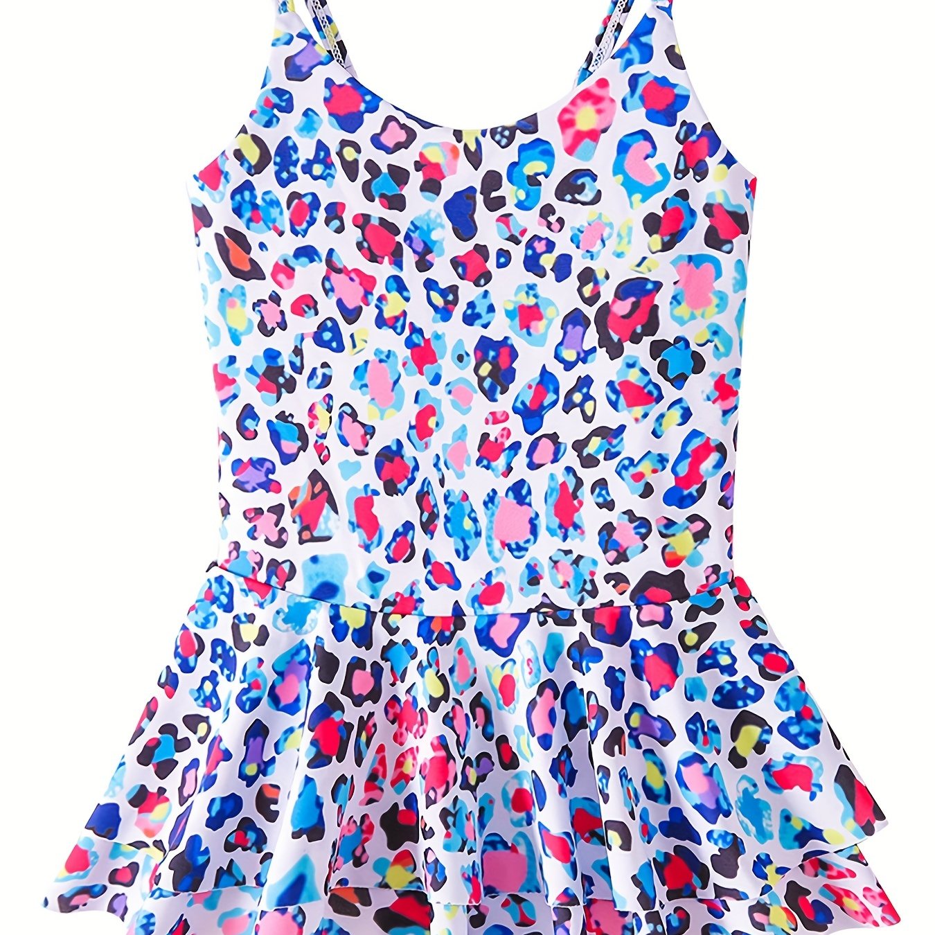 Toddler Girls Leopard Ruffle Trim Cami One Piece Swimsuit