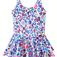 Toddler Girls Leopard Ruffle Trim Cami One Piece Swimsuit