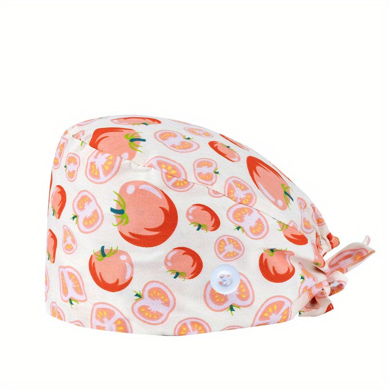 Cartoon Pattern Nurse Cap Adjustable Elastic Scrub Hat