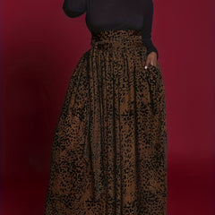 Women's Plus Leopard Print High Rise Swing Maxi Skirt