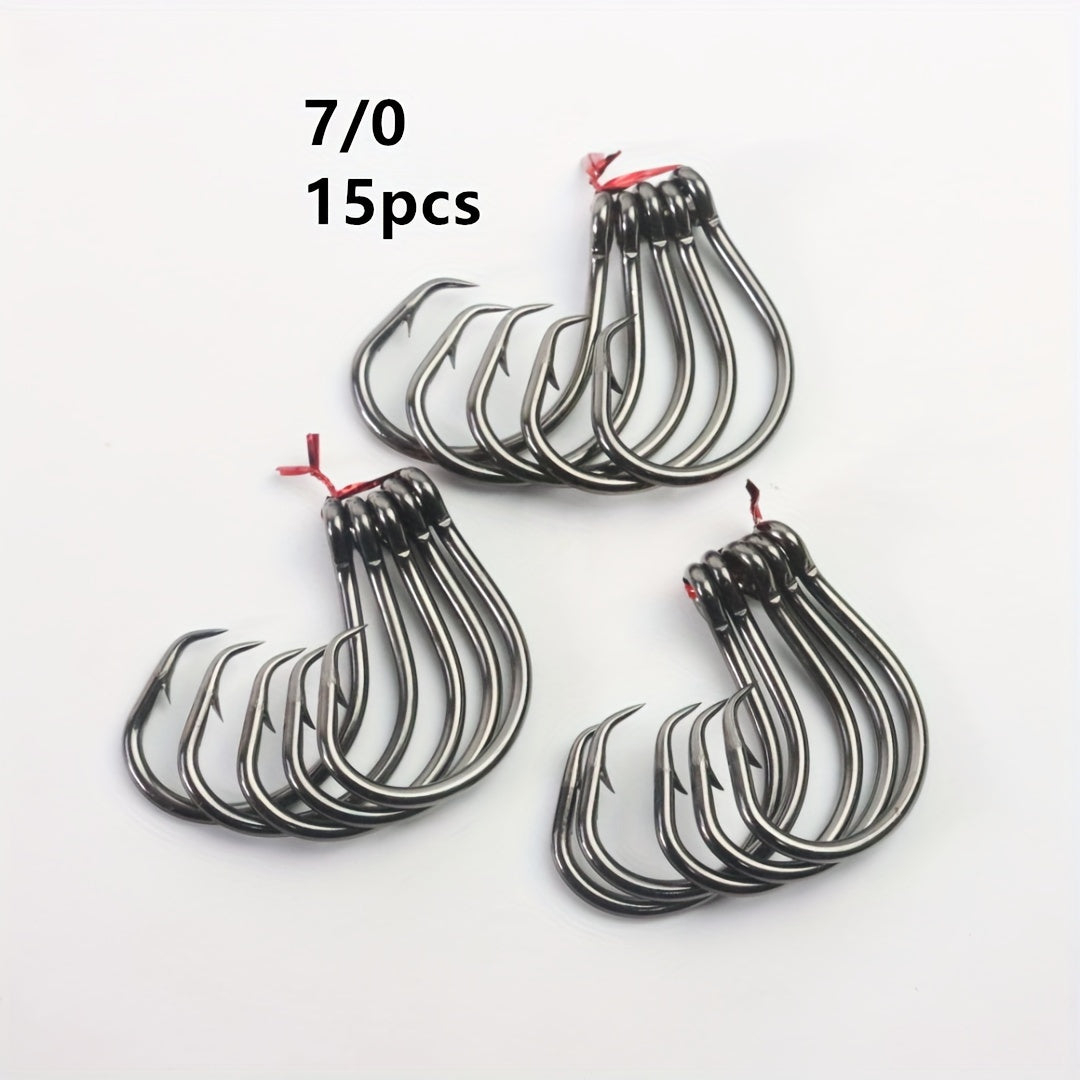 15pcs Nickel Octopus Fishing Hooks High Carbon Steel Barbed with Eye