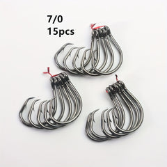 15pcs Nickel Octopus Fishing Hooks High Carbon Steel Barbed with Eye