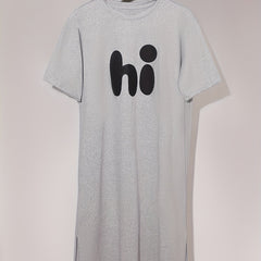 Letter Print Lounge Dress Short Sleeve Split Nightdress