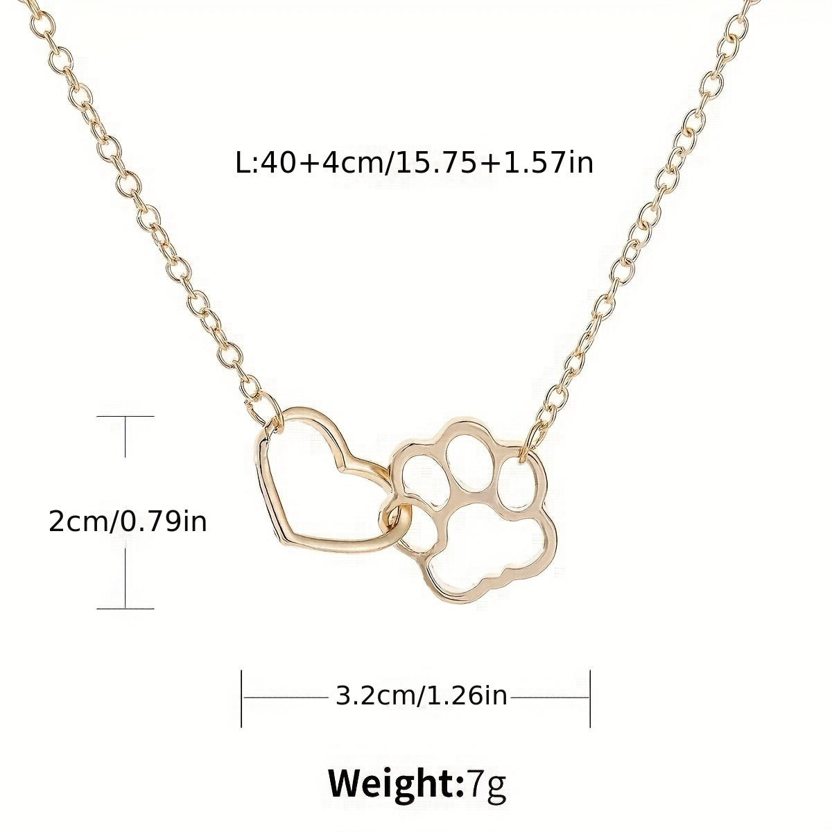 Dog Claw Heart Pendant Necklace Decorative Accessories Gift For Girls