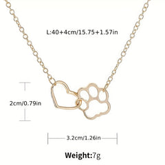 Dog Claw Heart Pendant Necklace Decorative Accessories Gift For Girls