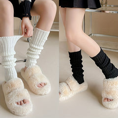 2 Pairs Rib Knit Leg Warmers Knee High Socks Women's Stockings