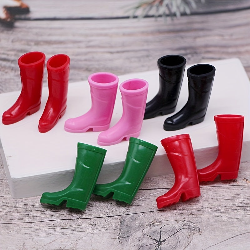 2pcs Dollhouse Mini Rain Shoes Simulative Rain Boots Scene Gardening Shoes