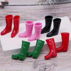 2pcs Dollhouse Mini Rain Shoes Simulative Rain Boots Scene Gardening Shoes