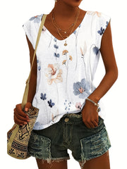 Floral Print V Neck Tank Top for Women