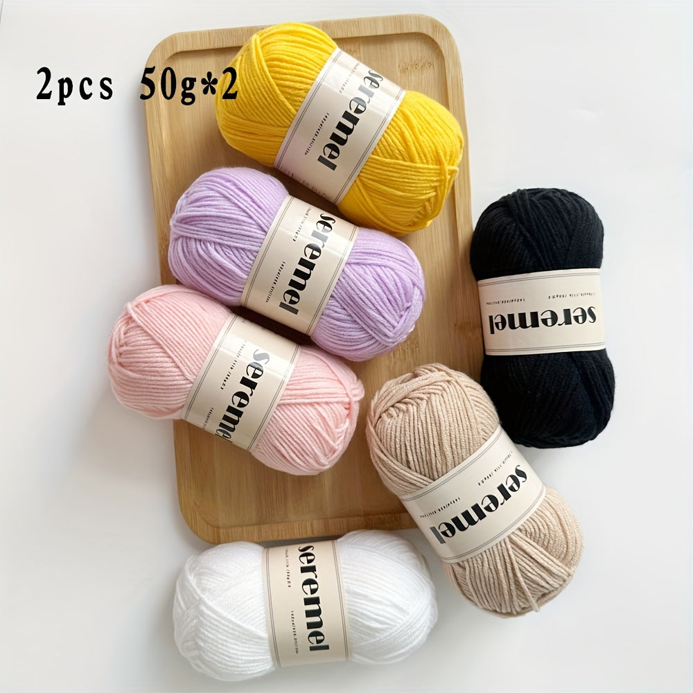 2pcs 100g 280 Yards Soft 4 ply Acrylic Yarn Skeins for Crocheting & Knitting
