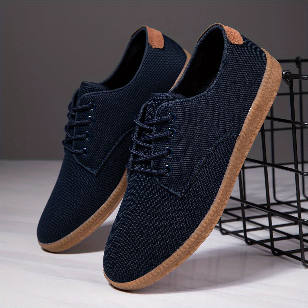 Men's Breathable Lace Up Knit Sneakers for Casual Outdoor Walking