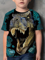 Dinosaur Print Kids T Shirt Short Sleeve Tee for Boys and Girls