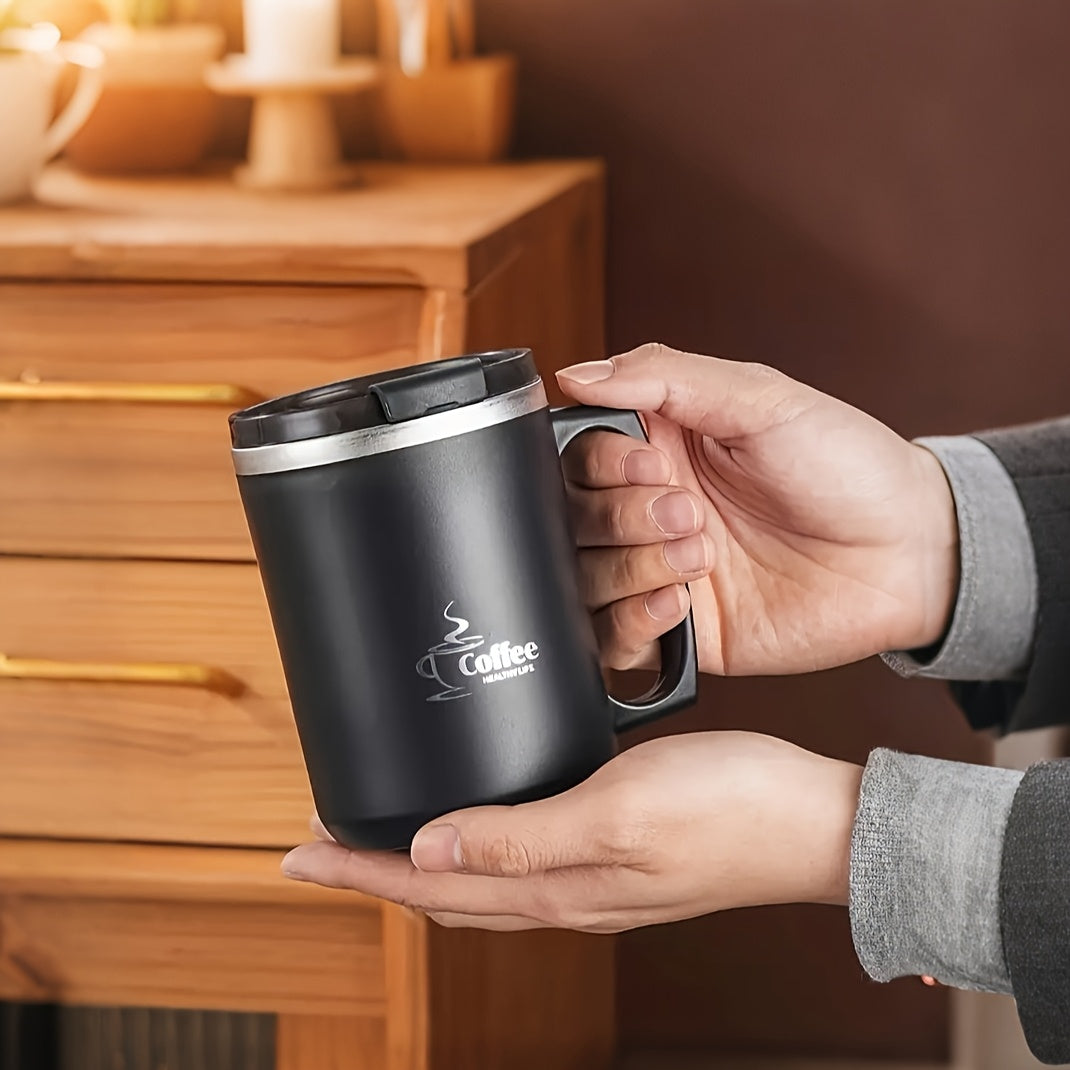 Double Layer Mug with Lid Coffee Cup Milk Cup Water Cup for Office Bedroom Study