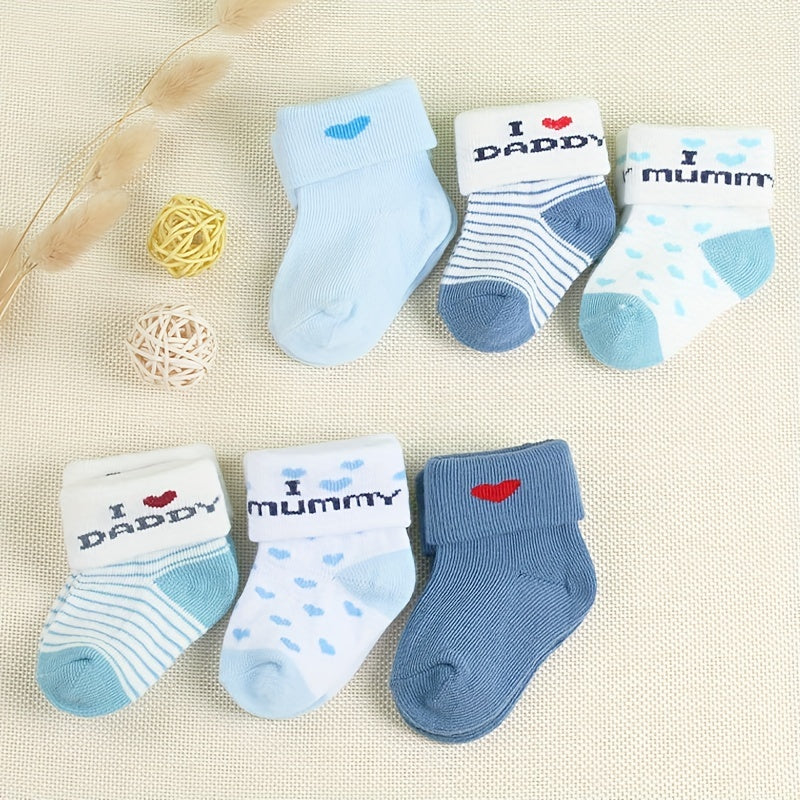 3 Pairs of Boys' Socks 0-3 Months - I Love Dad and Mom