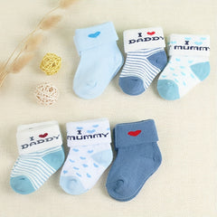 3 Pairs of Boys' Socks 0-3 Months - I Love Dad and Mom