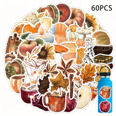 60pcs Autumn Maple Leaves Decal Stickers Waterproof Vinyl Stickers