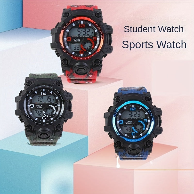 Camouflage Waterproof Sports Watch with Silicone Strap