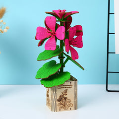 3D Wooden Peony Flower Puzzle Educational Toy with Artificial Flowers