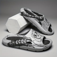 Men's Anime Print Non Slip Platform Slides Soft Sole Cloud Slides