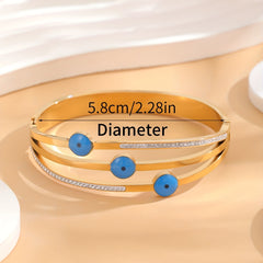 24K Gold Plated Devil's Eye Bracelet Rhinestone Decor Gift