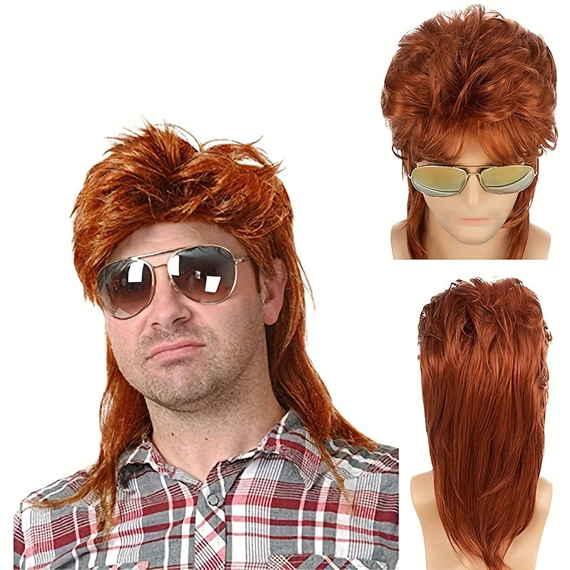 Men's 80s Punk Style Long Curly Wig for Party Halloween Cosplay