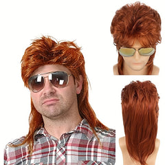 Men's 80s Punk Style Long Curly Wig for Party Halloween Cosplay