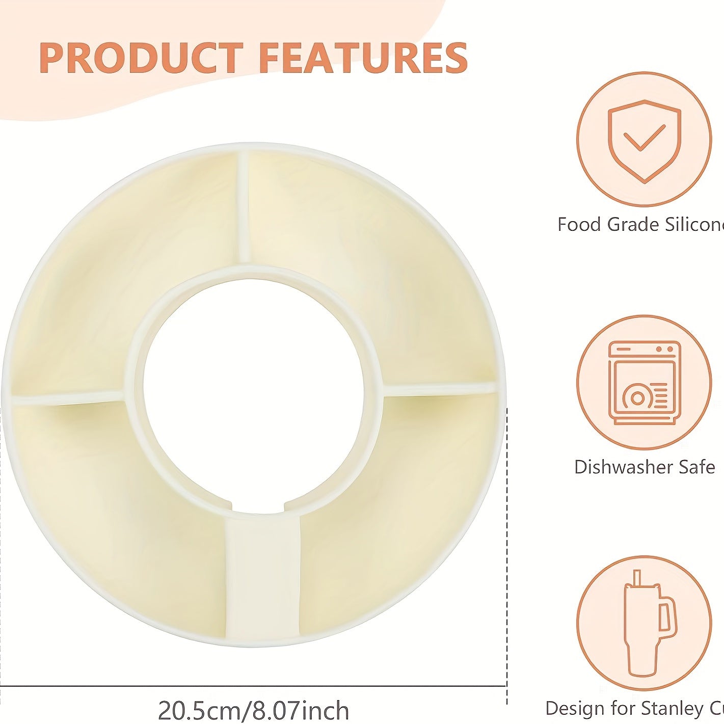 Silicone Snack Bowl: 40Oz Tumbler Handle Tray Cup