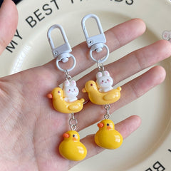 Duck Boat Rabbit Keychain Backpack Bag Purse Hanging Pendant Keyring
